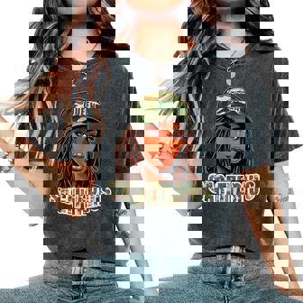 Sagittarius Queen Camo Hat Locs Birthday Black Woman Women's Oversized Comfort T-Shirt | Mazezy