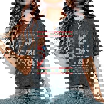 We Saw That Jesus And Santa Tree Christian Ugly Christmas Women's Oversized Comfort T-Shirt - Thegiftio