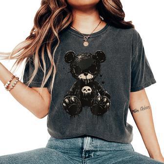 Scary Cute Teddy Bear Gothic Creepy Goth Teddy Bear Women's Oversized Comfort T-Shirt | Mazezy