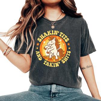 Shakin Tits And Takin Shits Unicorn Dirty Adult Humor Women Women's Oversized Comfort T-Shirt - Monsterry