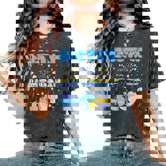 Sister Of The Bday Boy Blue Dog Theme Party Family Matching Women's Oversized Comfort T-Shirt - Monsterry