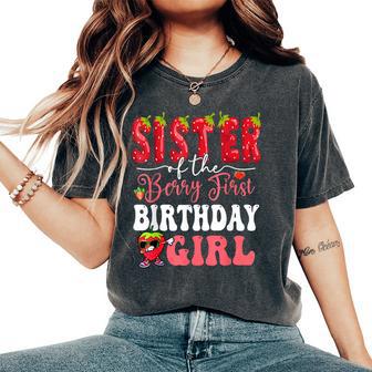 Sister Of Berry First Birthday Girl Sweet One Strawberry Women's Oversized Comfort T-Shirt - Thegiftio UK