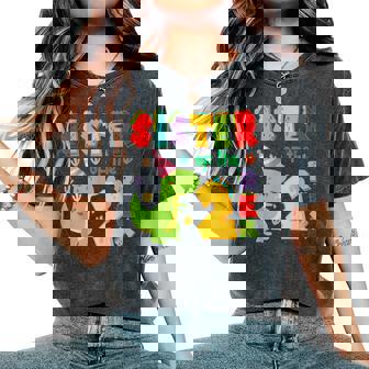 Sister Of The Two Rex 2Nd Birthday Boy Dinosaur T-Rex Women's Oversized Comfort T-Shirt | Seseable FR