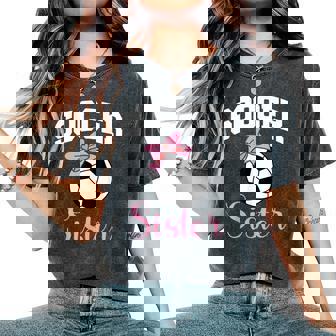 Soccer Sister Cute Bow Soccer Ball Women's Oversized Comfort T-Shirt - Monsterry