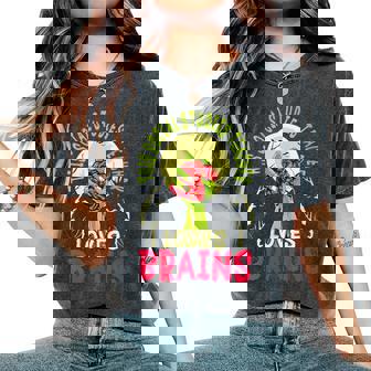 This Social Studies Teacher Loves Brains School Halloween Women's Oversized Comfort Colors T-Shirt | Mazezy