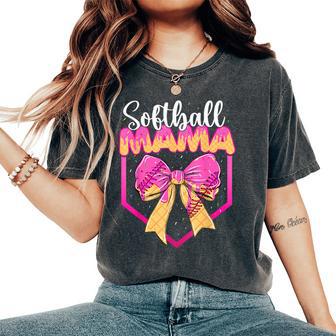 Softball Mom Drip Ice Cream Drip Sprinkle Mama Bow Women's Oversized Comfort T-Shirt - Thegiftio UK