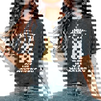 Somebunny Loves Orienteering Cute Easter Bunny Orienteer Women's Oversized Comfort Colors T-Shirt | Mazezy