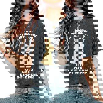 Somebunny Loves Self Defense Cute Easter Bunny Women's Oversized Comfort Colors T-Shirt | Mazezy