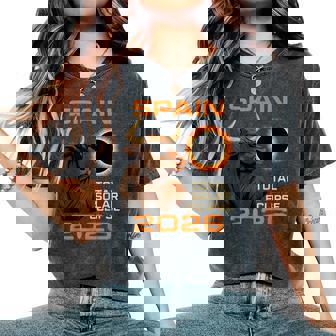 Spain 2026 Eclipse Cool Bull Solar Totality Men Women Kids Women's Oversized Comfort Colors T-Shirt | Mazezy