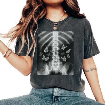 Squelette Xray Butterfly Egirl Y2k Harajuku Dark Grunge Edgy T-shirt oversize confortable pour femme - Cadeauxyz