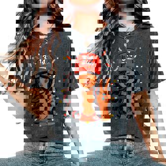 St Louis 314 Black Woman Wearing Red Hat Women's Oversized Comfort T-Shirt | Seseable CA