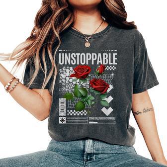 Streetwear Graphic Dark Floral Urban Aesthetic Fashion Women's Oversized Comfort T-Shirt | Seseable UK