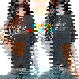 Super Proud Grandpa Present Matching Grandma Mom & Dad Women's Oversized Comfort T-Shirt - Thegiftio