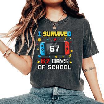 I Survived 67 Days Of School 67 Meme Gamer Teacher Matching Women's Oversized Comfort T-Shirt - Thegiftio UK