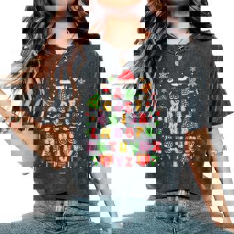 Teacher Christmas Alphabet Back To School Holiday Learning Women's Oversized Comfort T-Shirt | Seseable CA