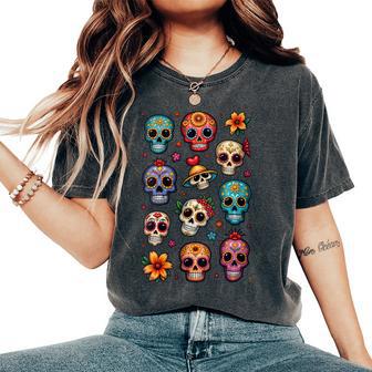 Tête De Mort Mexicaineugarkull Doodle Dia De Los Muertos T-shirt oversize confortable pour femme - Cadeauxyz