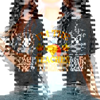 Thanksgiving I'm The Teacher Turkey Matching Women's Oversized Comfort T-Shirt - Thegiftio