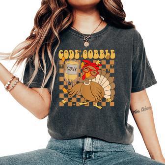 Thanksgiving Nurse Code Gobble Turkey Rn Cna Nurse Women's Oversized Comfort T-Shirt - Thegiftio UK
