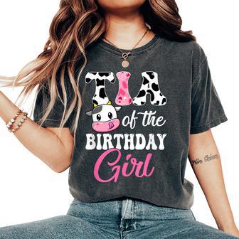 Tia Of The Birthday Girl Farm Cow 1St Birthday Girl Women's Oversized Comfort T-Shirt - Thegiftio UK