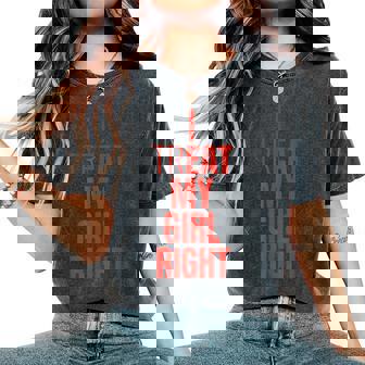 I Treat My Girl Right Bold Red Quote Women's Oversized Comfort T-Shirt | Seseable CA