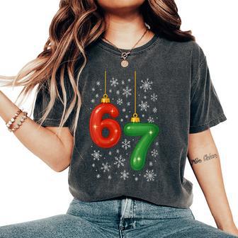 Trending Gen Alpha Six Seven 6 7 Meme Fun Christmas Ornament Women's Oversized Comfort T-Shirt - Monsterry