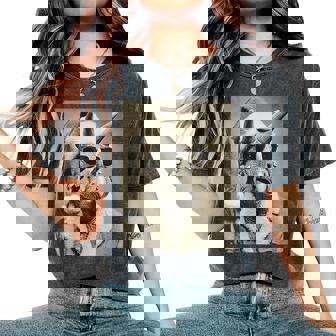 Triceratops With Sunglasses Retro Christmas Festive Women's Oversized Comfort Colors T-Shirt | Mazezy