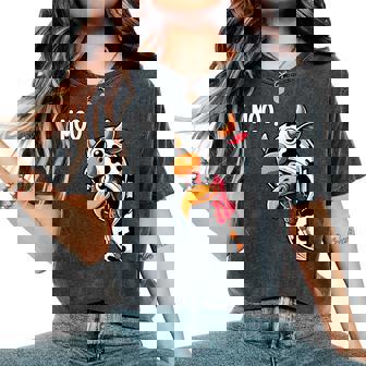 Turkey Moo Thanksgiving Men Women Kids Women's Oversized Comfort Colors T-Shirt | Mazezy