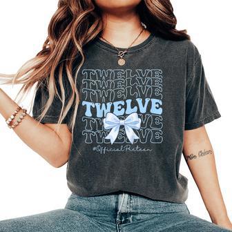 Twelve Official Pren Blue Bow 12Th Birthday Girl Women's Oversized Comfort T-Shirt - Thegiftio UK