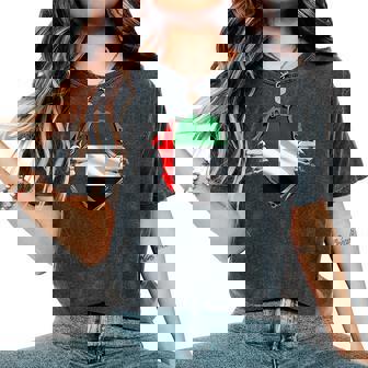 UAE United Arab Emirates Flag Ripped Chest Torn Effect Women's Oversized Comfort Colors T-Shirt | Mazezy