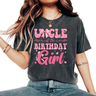 Uncle Of The Birthday Girl Family Pink Coquette Bow Women's Oversized Comfort T-Shirt - Thegiftio UK