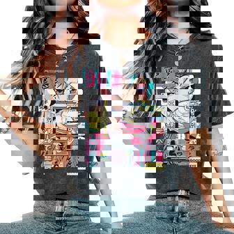 Vaporwave レトロ 90年代 日本アニメ 女の子とラーメン 美学 レディースオーバーサイズコンフォートTシャツ - Kawaiitshirt