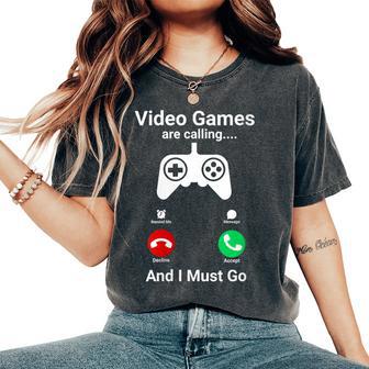 Video Games Are Calling And I Must Go Gamer Women's Oversized Comfort T-Shirt - Thegiftio UK