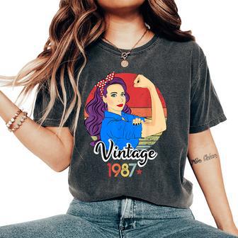 Vintage 1987Eñoras 37 Cumpleaños Retro 37Th Birthday Camiseta extragrande cómoda para mujer - Regaloses
