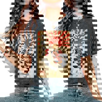 Vintage Japanese Samurai Capybara Rooster Chicken Anime Women's Oversized Comfort T-Shirt - Thegiftio