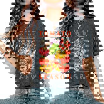 Vintage Tomato Season Vegan Vegetable Gardening Plant Lover Women's Oversized Comfort T-Shirt - Monsterry