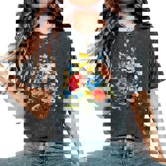 Vintage Wildflowers Watercolor Graphic Floral Gardening Women's Oversized Comfort T-Shirt | Seseable CA