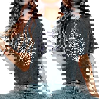 Volleyball Mom Skeleton Drinking Coffee Loud Proud Mother Women's Oversized Comfort T-Shirt | Seseable FR