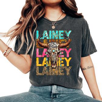 Western Cowgirl Lainey Name Personalized Birthday Girl Women's Oversized Comfort T-Shirt - Seseable