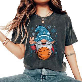 Winter Basketball Gnome Christmas Snowflake Hat Women's Oversized Comfort T-Shirt - Thegiftio UK