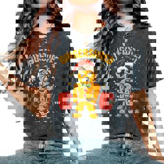 Xmax Gym Gingerbread Man Costume Cool Gingershred Christmas Women's Oversized Comfort T-Shirt - Monsterry