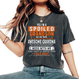 Yes I'm A Spoiled Grandson Of A Freaking Awesome Grandma Women's Oversized Comfort T-Shirt - Thegiftio UK