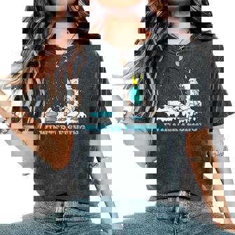 Yeti Polar Bear Ice Fishing In Winter At The Water Women's Oversized Comfort Colors T-Shirt | Mazezy