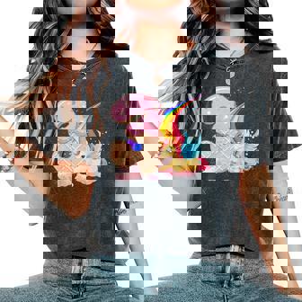 キッズ I Am 3 かわいいユニコーン 誕生日ギフト 女の子向け レディースオーバーサイズコンフォートTシャツ - Kawaiitshirt