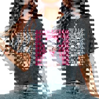 コケット リボン シュナウザー 女の子 犬 ママ 母の日 ピンク レディースオーバーサイズコンフォートTシャツ - Kawaiitshirt