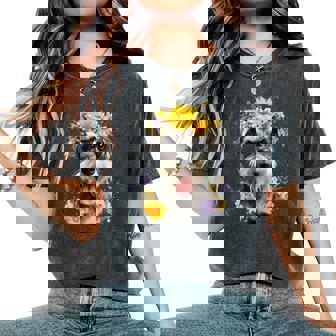 シュナウザー ママ 犬好き 母の日 レトロ 花 レディースオーバーサイズコンフォートTシャツ - Kawaiitshirt