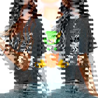 スカル 聖パトリックデー 洋服 ギフト 男性 女性 ビール 長袖tシャツ レディースオーバーサイズコンフォートTシャツ - Kawaiitshirt