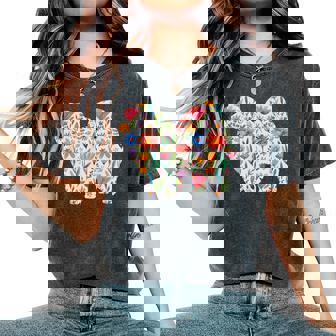 チャウチャウ 水彩 花 デザイン レディースオーバーサイズコンフォートTシャツ - Kawaiitshirt