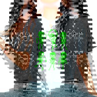 ハロウィン ダンシングスケルトン グリーン 不気味な男の子 女の子 キッズ レディースオーバーサイズコンフォートTシャツ - Kawaiitshirt