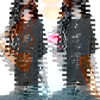 バラ 花 イラスト グラフィック 抽象 ピクセルアート バラ レディースオーバーサイズコンフォートTシャツ - Kawaiitshirt