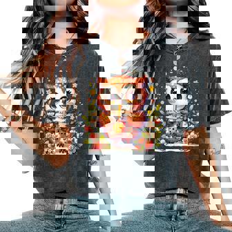 フクロウ ドリンク ボバ ティー ボヘミアン 羽 女の子 花 ニューエイジ レディースオーバーサイズコンフォートTシャツ - Kawaiitshirt